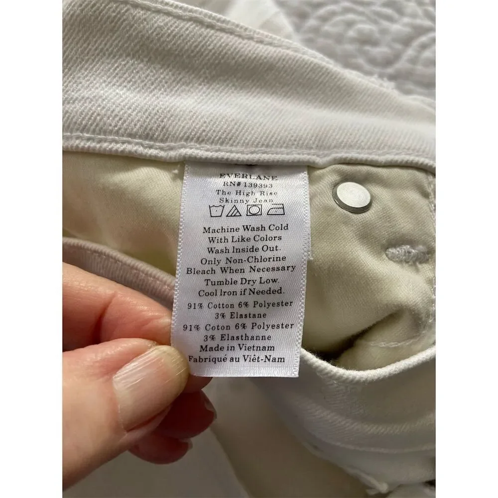 Everlane High Rise Skinny Jeans White Stretch Denim Size 10 - Picture 4 of 11